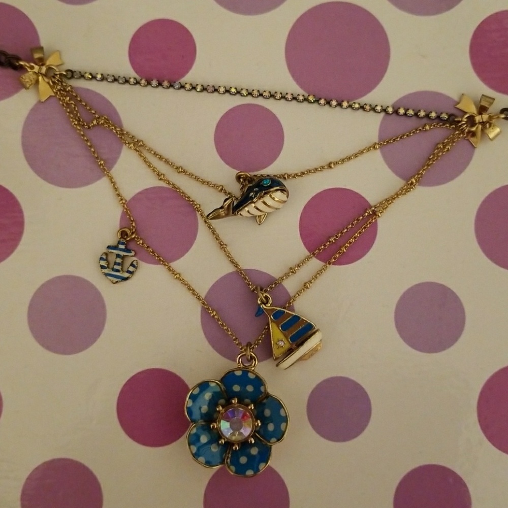 Betsey Johnson Necklace Flower Whale Sailboat